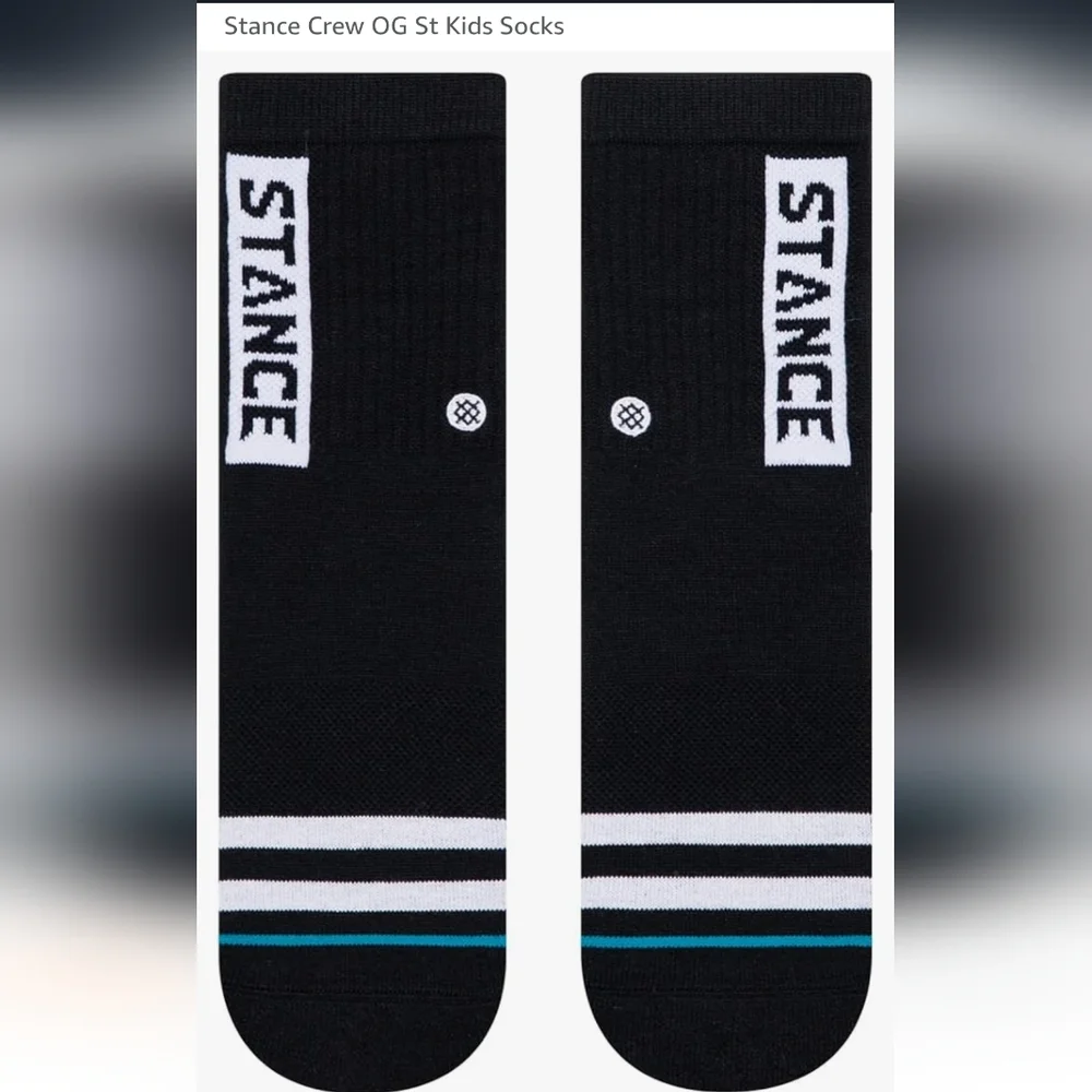 NWT Kid's OG Stance Black and White Socks